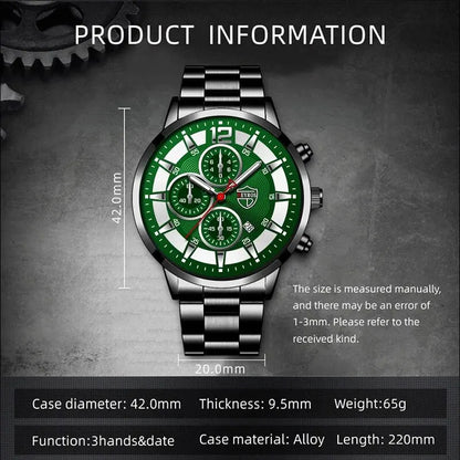 Fashion Men Stainless Steel Watch Luxury Calendar Quartz Wrist Watch Mens Business Watches for Man Luminous Clock - AMULET RING STORE