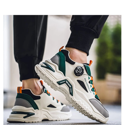 Men's Korean rotating buckle fashion casual sports shoes four season soft soled non slip outdoor running shoes student sneakers - AMULET RING STORE