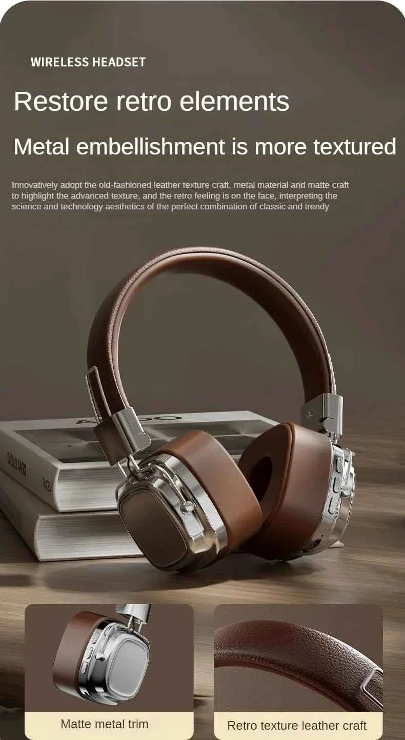 2025 New Retro On Ear Headphones Wireless Bluetooth Headsets DJ Stereo Sounds Bluetooth 5.3 Foldable Headset Gamer Choice