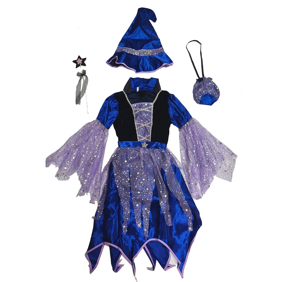 Girl Halloween costume 4-8 Yrs Halloween Theme Party Dresses Skeleton Bat Pumpkin Print Frocks Luxury Fluffy Kids Elegant Gown