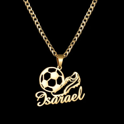 Custom Name Necklace Football Sports Style Personalized Men Customized Chains Stainless Steel For Male Jewelry Birthday Gifts