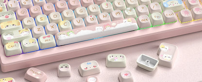 134 Keys Pink Cat  MOA Profile PBT Keycaps Customs Dye Sub Key caps for 61/87/104 Cherry MX Switch Gaming Mechanical Keyboard