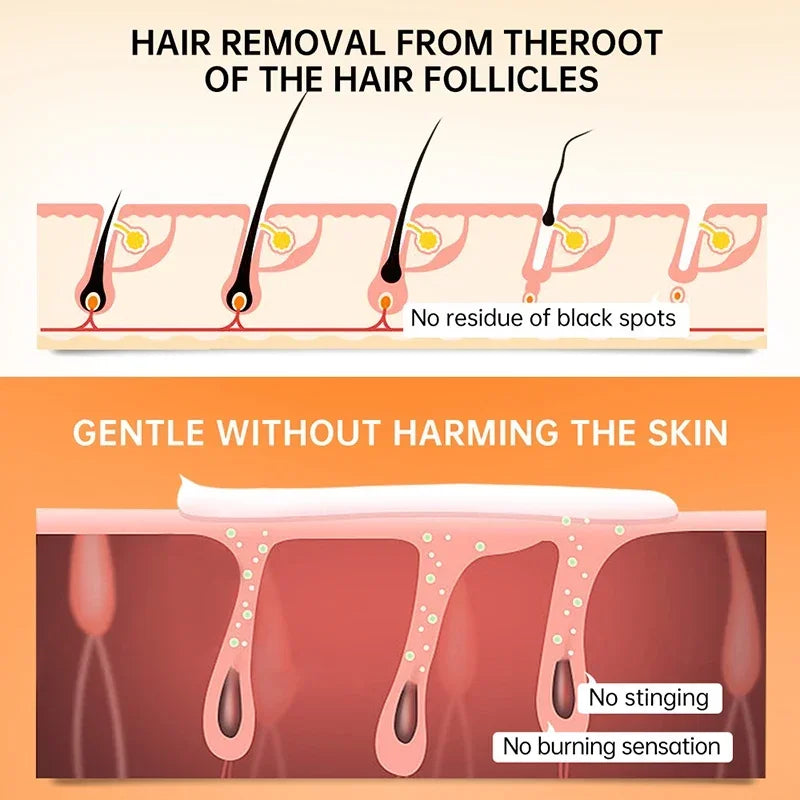 3 Minutes Fast Hair Removal Cream Painless Hair Growth Inhibitor Lip Face Arm Armpit Leg Permanent Depilatory for Men Women Care - AMULET RING STORE