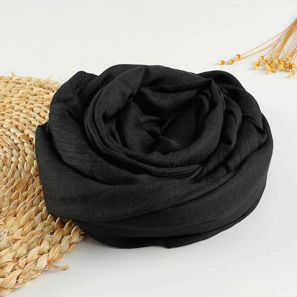 Autumn Winter New Cotton Linen Scarf For Women Girls Solid Color Sunscreen Scarves Soft Foulard Viscose Female Wrap Shawls