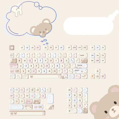 134 Keys Pink Cat  MOA Profile PBT Keycaps Customs Dye Sub Key caps for 61/87/104 Cherry MX Switch Gaming Mechanical Keyboard