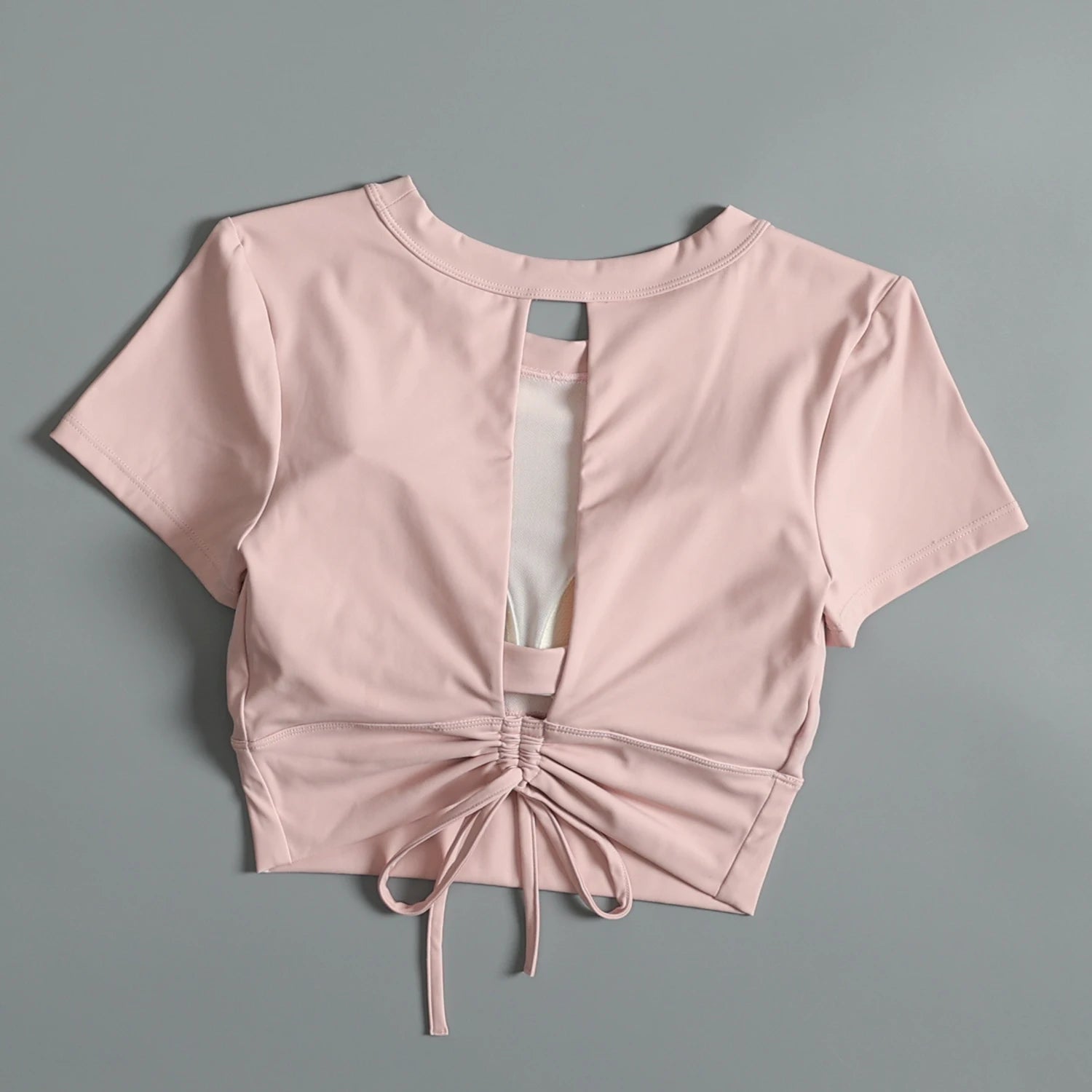 Yoga suit with chest pad sports beauty back fashionable quick-drying short-sleeved T-shirt running Pilates training fitness - AMULET RING STORE