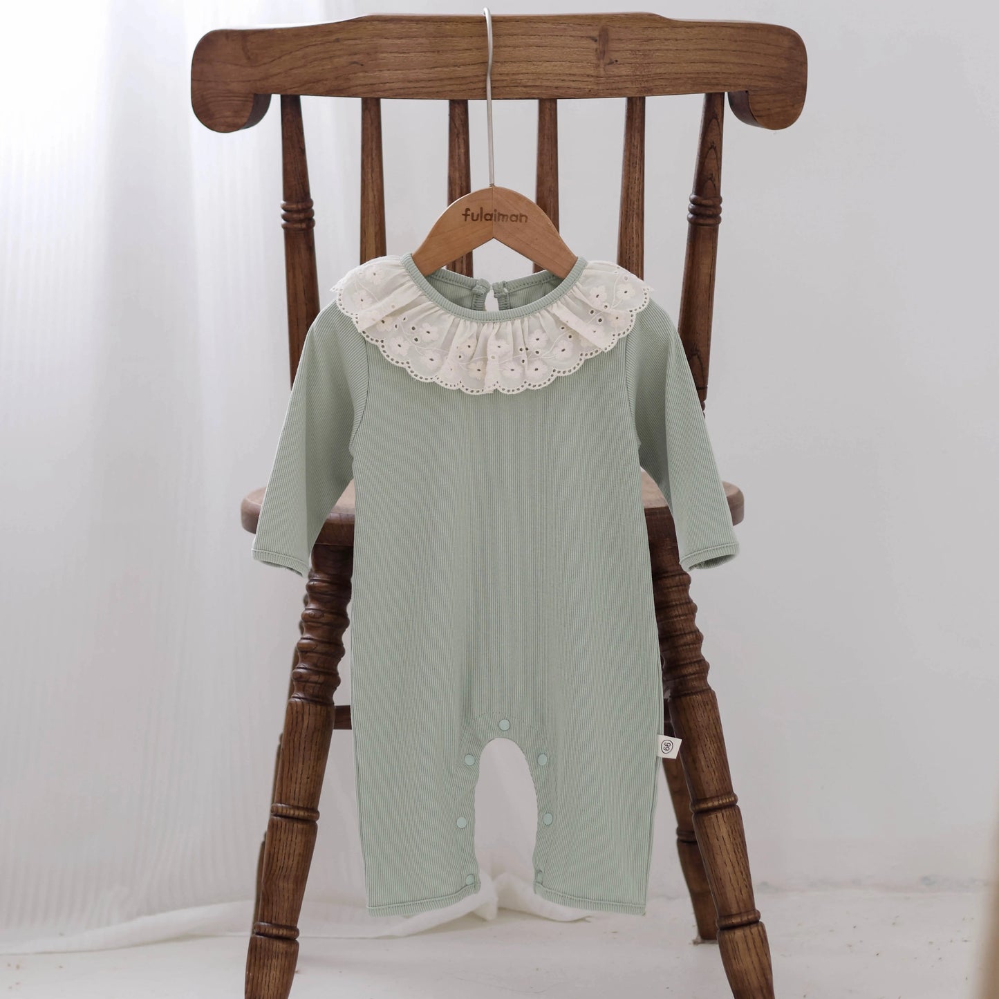 Spring and Autumn Baby Girl Solid Color Cute Doll Collar Long Sleeve Jumpsuit Baby Girl Autumn Jumpsuit - AMULET RING STORE