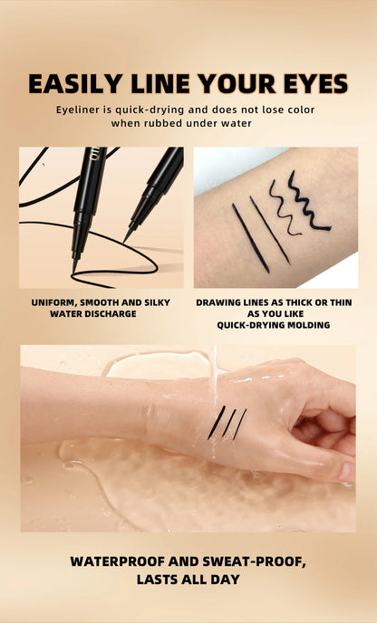 QIBEST Waterproof Black Eyeliner Matte Long Lasting Liquid Eyeline Makeup High Pigment No Smudge Eyeliner Pen Cosmetic Tools - AMULET RING STORE
