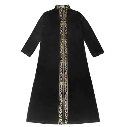 2025  Muslim golden velvet embroidered robe hui thickened embroidered famous thobe for men