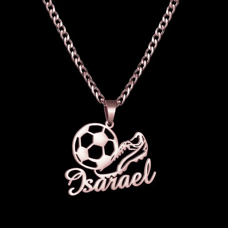 Custom Name Necklace Football Sports Style Personalized Men Customized Chains Stainless Steel For Male Jewelry Birthday Gifts