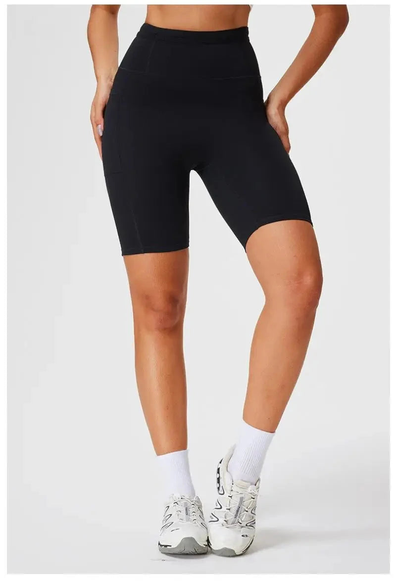 Marathon Compression Shorts with Waistband Pocket Men Women Quick Dry Nylon Workout Tights for Cycling Running Training