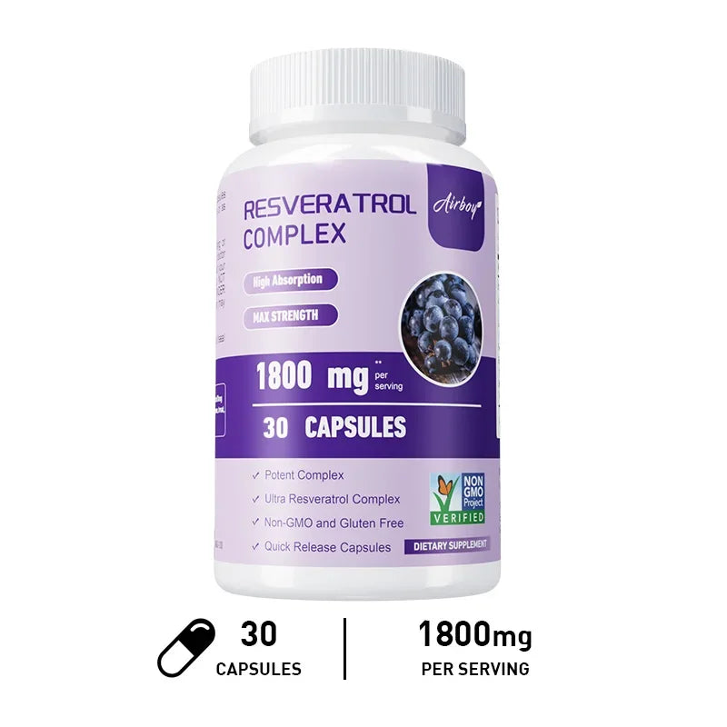 Resveratrol Complex - Support Circulatory Health, Healthy Aging, Antioxidants, Cardiovascular Health, Promotes Smooth Skin - AMULET RING STORE