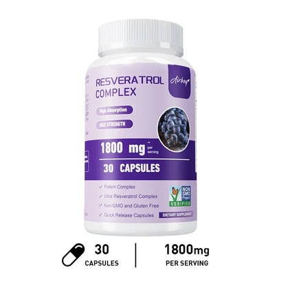 Resveratrol Complex - Support Circulatory Health, Healthy Aging, Antioxidants, Cardiovascular Health, Promotes Smooth Skin - AMULET RING STORE