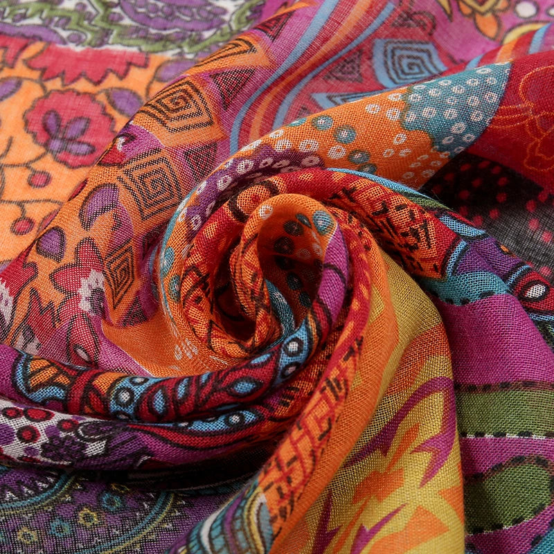 Elegant Floral Printed Hijab Cotton Viscose Tassel Shawl For Woman Fashion Beach Long Scarf Ladies Flower Headscarf 185*100cm - AMULET RING STORE