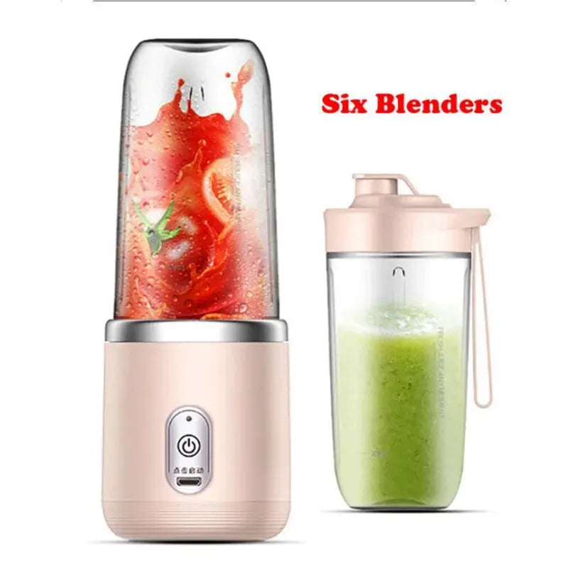 Portable Blender Bottle Electric 6 Blades Multifunction Juice Blender Fresh Juice Smoothie Blender Ice CrushCup Food Processor - AMULET RING STORE