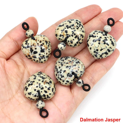 24mm Heart Shape Pendants Natural Stone Healing Crystal Quartz Tiger Eye Energy Gemstones for Jewelry Making DIY Necklace Gifts