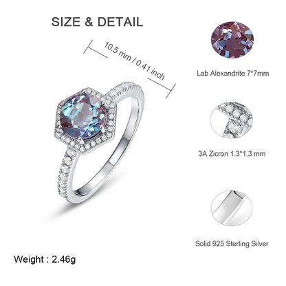 ALLNOEL 925 Sterling Silver Alexandrite Ring For Women Exquisite Style Fashionable Engagement rings Wedding Luxury diamond ring