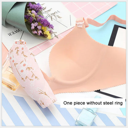 Women Flower Print Seamless Bra Sexy Lingerie Floral Push Up Bras One-Piece Underwear - AMULET RING STORE