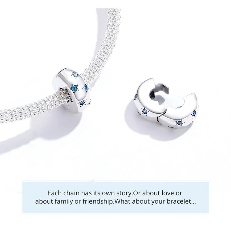 BISAER 925 Sterling Silver Charm Ocean Style Fish Dolphin Mermaid Shell Blue CZ Bead For Necklace&Bracelet DIY Fine Jewelry Gift - AMULET RING STORE