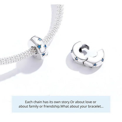 BISAER 925 Sterling Silver Charm Ocean Style Fish Dolphin Mermaid Shell Blue CZ Bead For Necklace&Bracelet DIY Fine Jewelry Gift - AMULET RING STORE