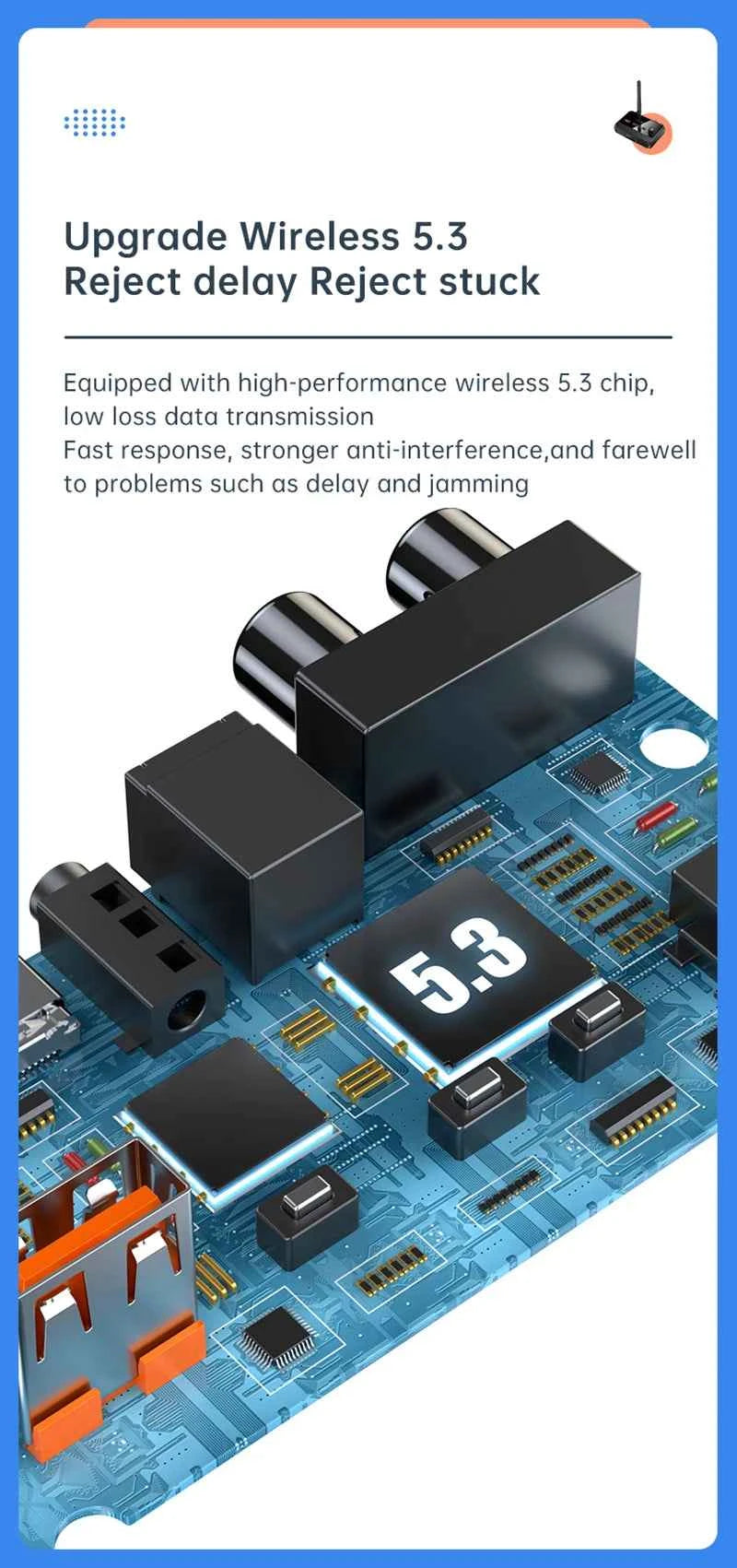 Bluetooth 5.3 Audio Receiver USB U-Disk Play Stereo Wireless Adapter R/L 2 RCA/3.5MM AUX/Optical Fiber Jack For Car Kit Speaker