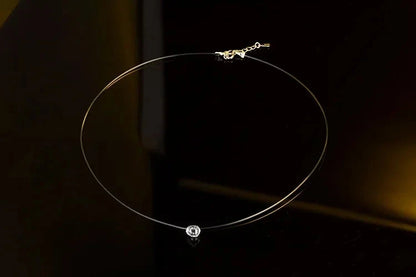 S925 Sterling Silver Transparent Fishing Line Women's Necklace Invisible Chain Diamond Zircon Clavicle Chain Mermaid Tears Penda - AMULET RING STORE