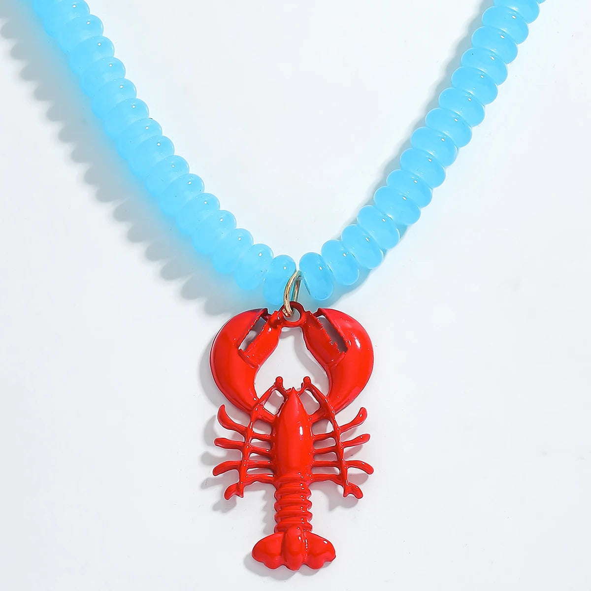 2025 New ZAA Lobster Bead Necklace Handmade Crystal Beaded Enamel Jewelry Simple Pendant Necklace Women Beach Vacation Accessory - AMULET RING STORE