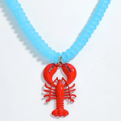 2025 New ZAA Lobster Bead Necklace Handmade Crystal Beaded Enamel Jewelry Simple Pendant Necklace Women Beach Vacation Accessory - AMULET RING STORE