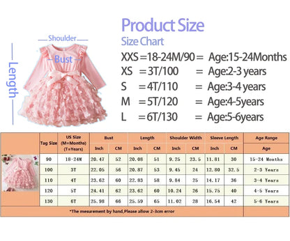 Hello Kitty Autumn Dress for Kid's Casual Clothes 3D Butterfly Cute Long Sleeve Baby Girls Princess Dress Party Dresses 2-6 Yrs