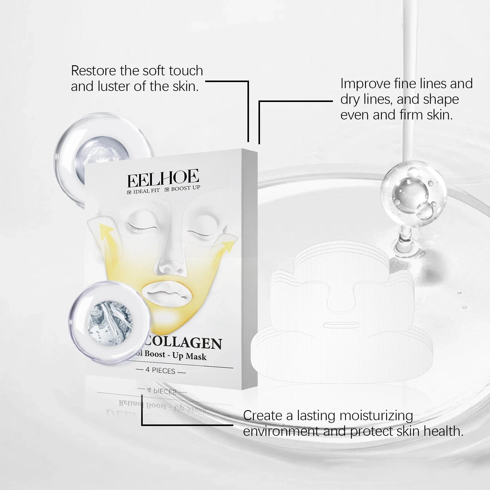 Deep Collagen Retinol Firming Mask Lifting Tightening Facial Skin Lighten Fine Lines Smooth Natural Hydrating Translucent Mask