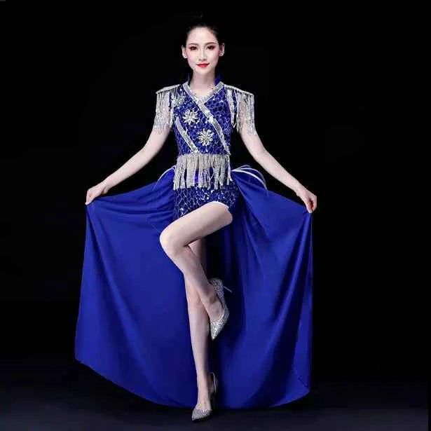 Modern Dance Clothing Women's Jazz Dance Performance Outfit Sparkling Tassel Tailcoat Nightclub ow Costume Adult New Sle