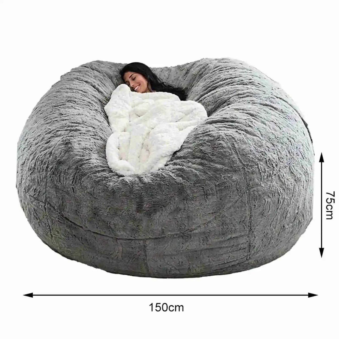No Stuffed Gray Bean Bags Chair Giant Bean Bags Pouf Sofa Bed Puff Futon Room Seat Tatami Relax Lounge Furniture Only Bags Case