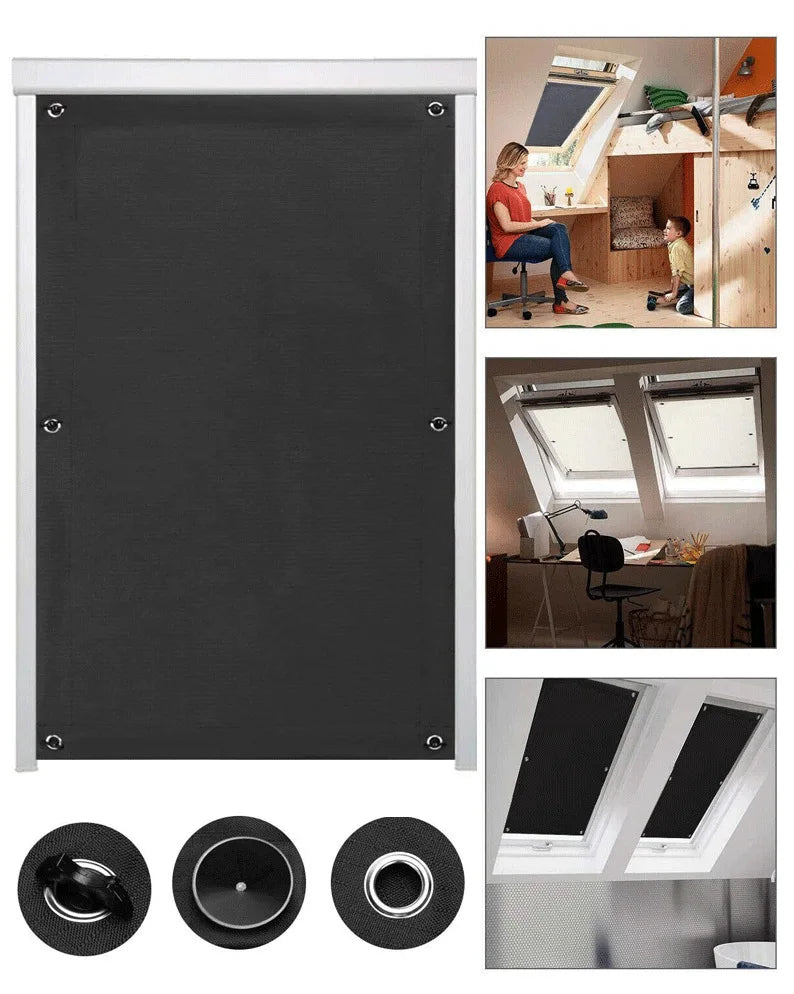 Blackout Skylight Window Blinds with Suction Cups Portable Thermal Insulated Adjustable Curtain for Bedroom Travel Car - AMULET RING STORE