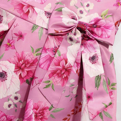 Girls Party Dresses Elegant Flower Printed Princess Dress Girls Birthday Party Wedding Bridesmaid Gown Girl's Ceremonial Dress