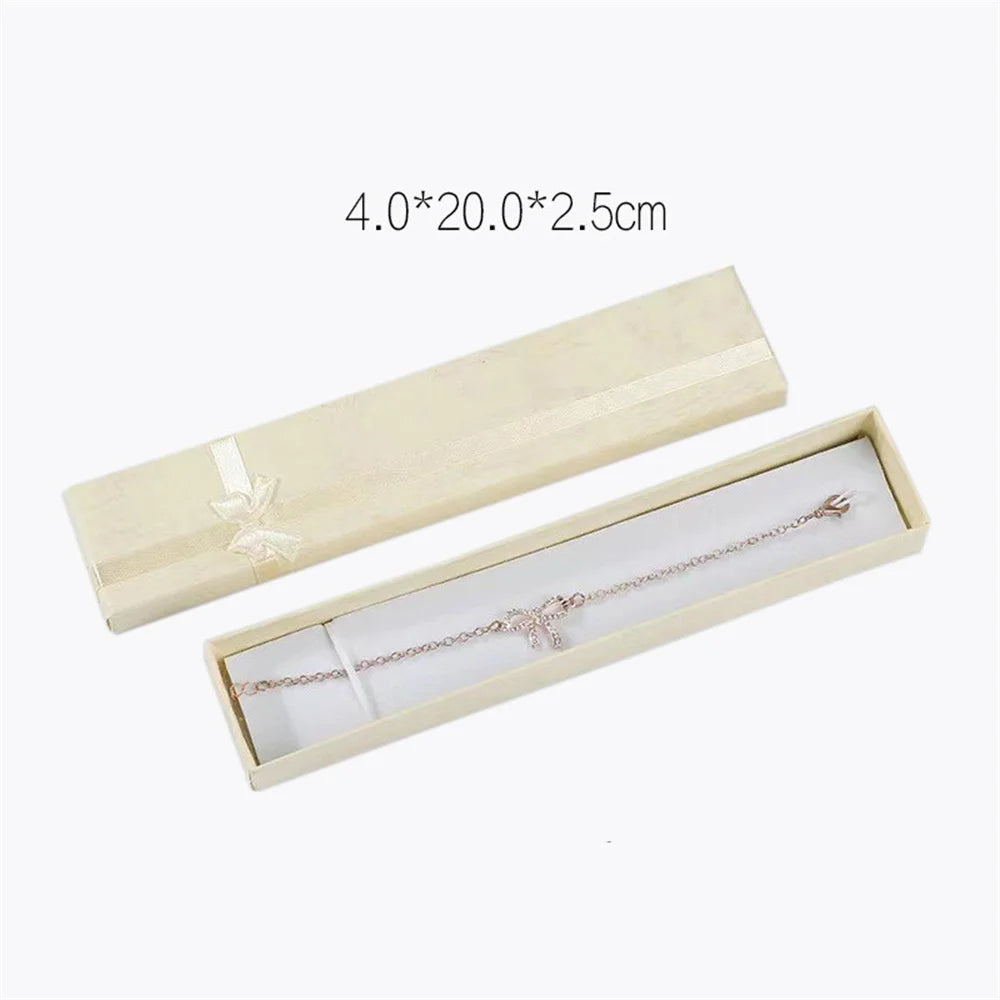 Long Jewelry Necklace Bracelet Box Storage Container Jewellery Box Packaging Bowknot Gift Display Paper Organizer Case Wholesale - AMULET RING STORE