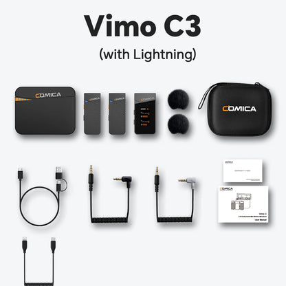 COMICA Vimo C 2.4G Mini Wireless Lapel Microphone with Charging Case, for Smartphone Camera Podcast Interview YouTube Facebook