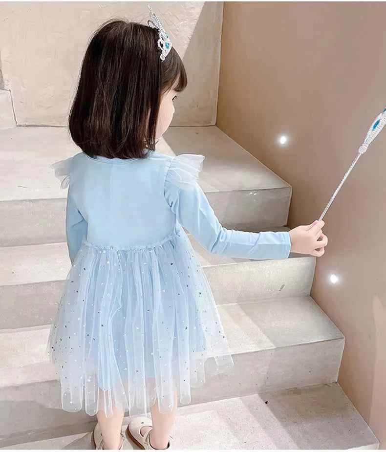 Girls Dress 2025 New Kids Clothes Autumn Long sleeves Disney Children Stitch Princess Dresses Baby Girl Cute Birthday Party 2-8Y