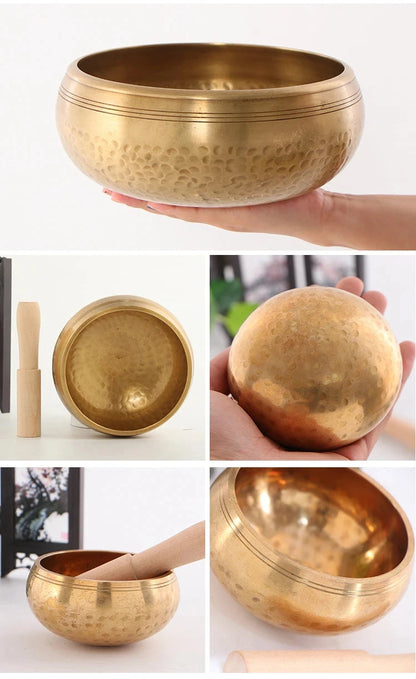 Large Tibetan Singing Mindfulness Bowl Meditation Quartz Bowls Sound Healing Instruments Yoga Nepal Yarn Handmade Decorative - AMULET RING STORE