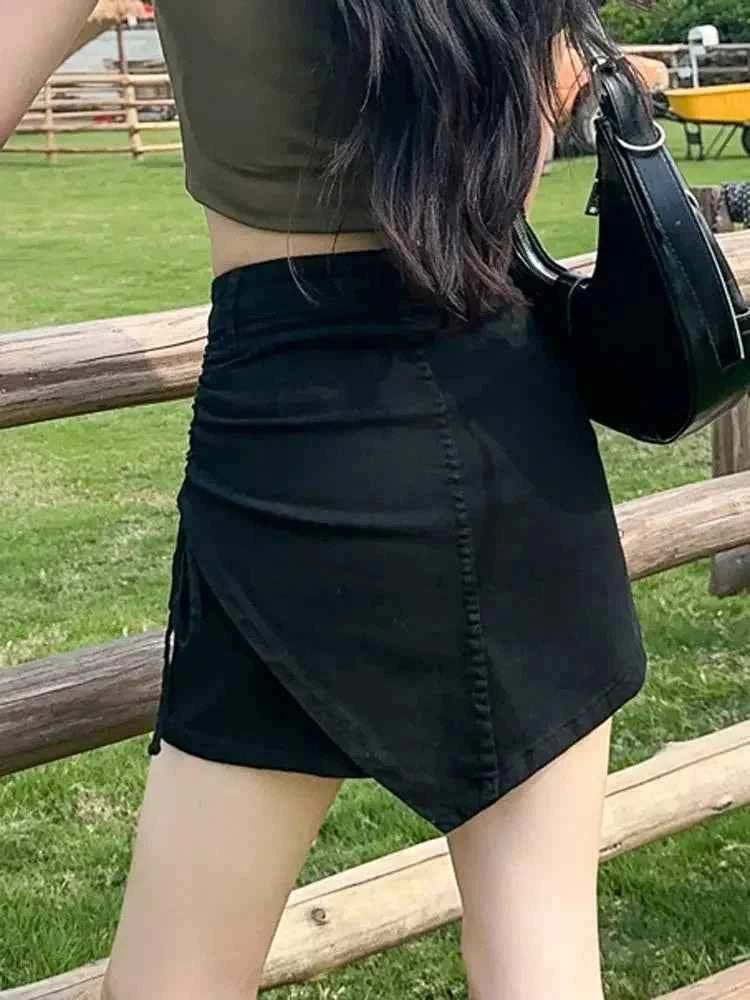 Sexy Culotte Denim Shorts for Women New In Jorts Y2k Harajuku Korean Style Youthful 2000s Clothes Classic Short Jean Pants Woman