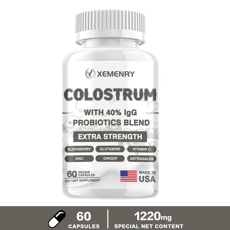 Colostrum Capsules - 40% LgG - Support Intestinal and Digestive Health, Hair, Nails, Skin and Muscle Health - AMULET RING STORE