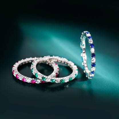 Monkton S925 Sterling Silver Thin Stackable Sapphire Rings for Women Sparkling Wedding Engagement Jewelry Set Кольца