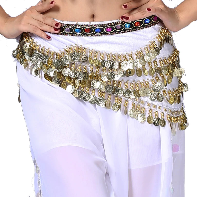 1PC New Style Belly Dance Belt Newest Multi-color Glass Silk Velvet Dancing Belt Scarf Crystal BellyDance Waist Chain Hip Scarf - AMULET RING STORE