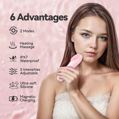 Silicone Face Cleaner Electric Sonic Facial Cleansing Brush Ultrasonic Face Massage Pore Deep Cleaning Vibrating IPX7 Waterproof