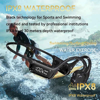 Upgrades Bluetooth 5.4 Bone Conduction Wireless Headphones 30 Meters Depth IPX8 Waterproof Swimming Headsets 32GB RAM MP3 Player