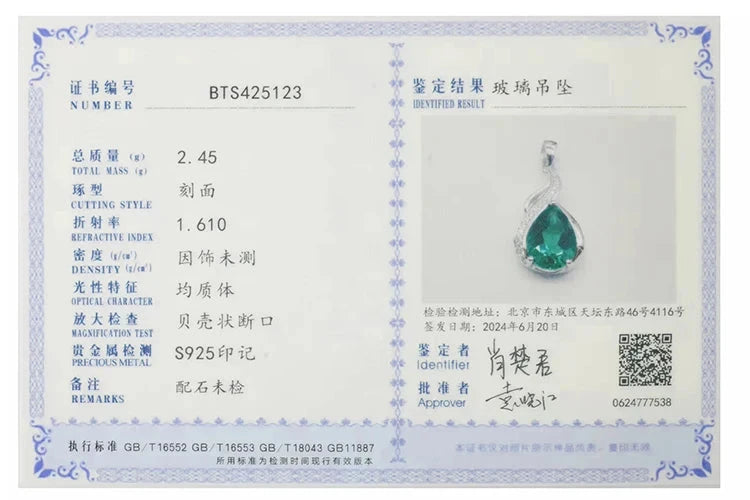 JewelryPalace 2.7ct Simulated Nano Emerald 925 Sterling Silver Pendant Necklace for Woman No Chain - AMULET RING STORE