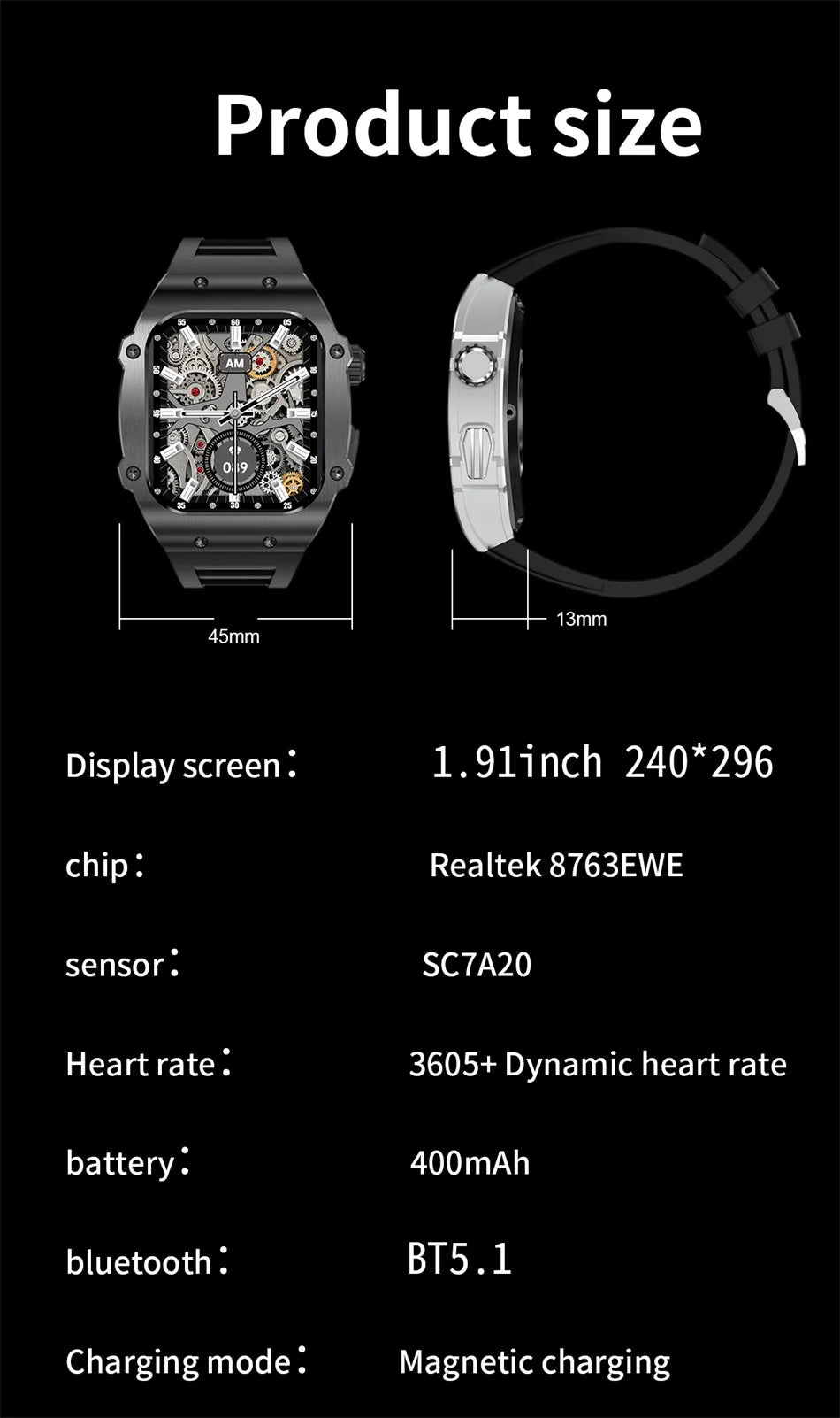 2024 Outdoor Sports Smart Watch Men 1.91 inch Screen Bluetooth Calling Waterproof Travel AI Voice Men Smartwatch For IOS Android