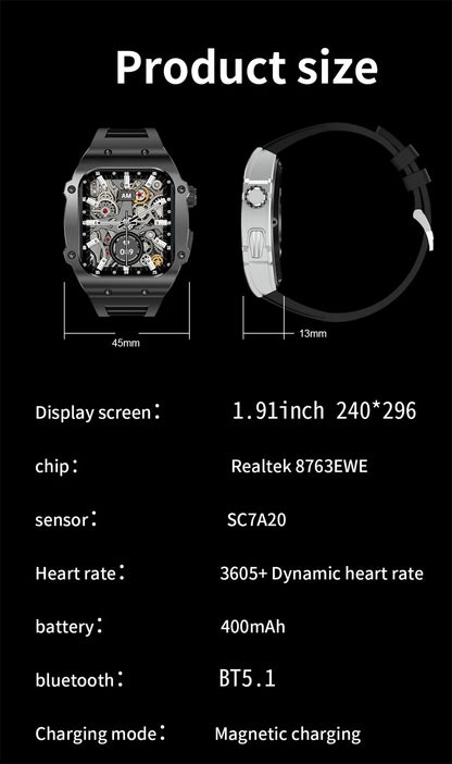 2024 Outdoor Sports Smart Watch Men 1.91 inch Screen Bluetooth Calling Waterproof Travel AI Voice Men Smartwatch For IOS Android