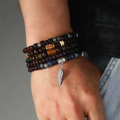 10-Piece Vintage Bohemia Men's Bracelet Set - Stylish Leaves Design
