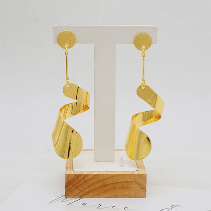 Fan Shape Earrings New Fashion Dubai Gold Color Drop Earrings French African Women Girls Party Gifts Wedding Jewelry Earring