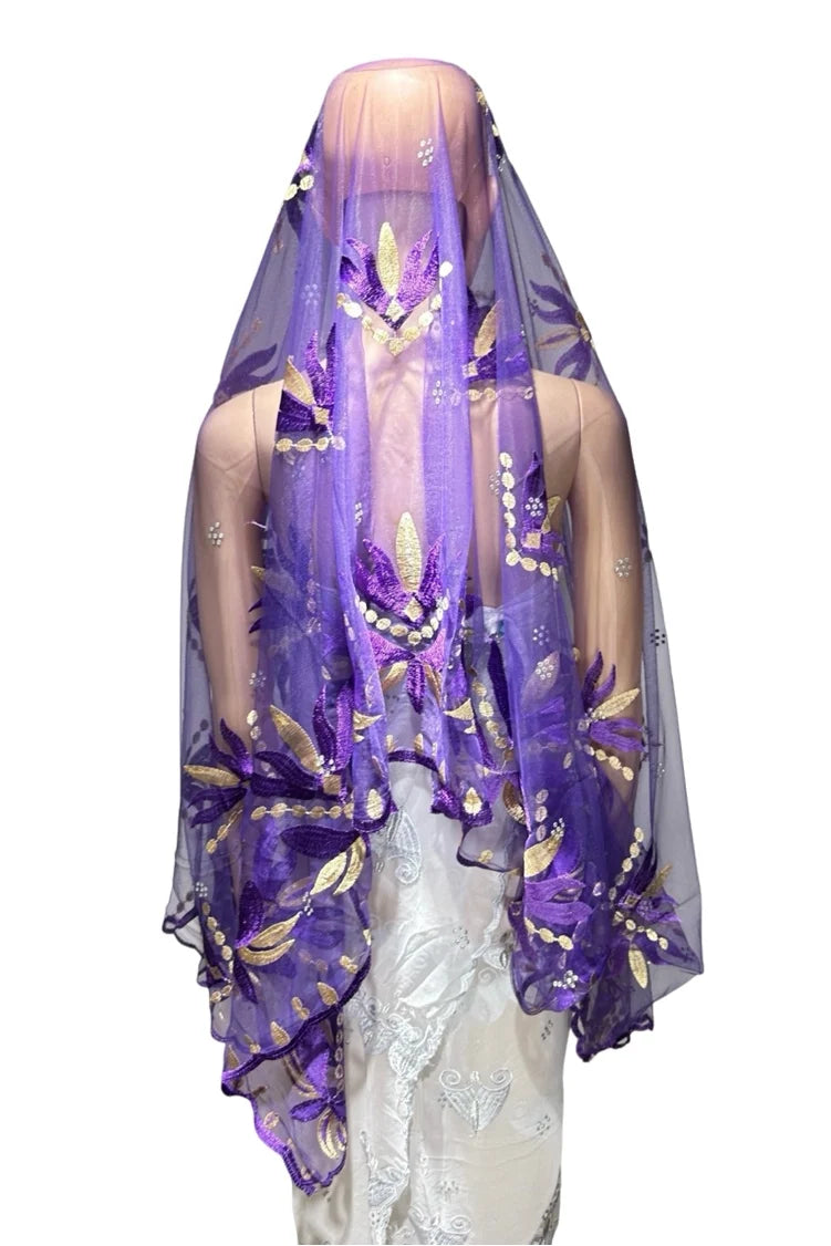 on sale 2025 New African Net Hijab Scarf For Muslim Women African Dubai Islam Headscarf Embroidery Shawls voile - AMULET RING STORE